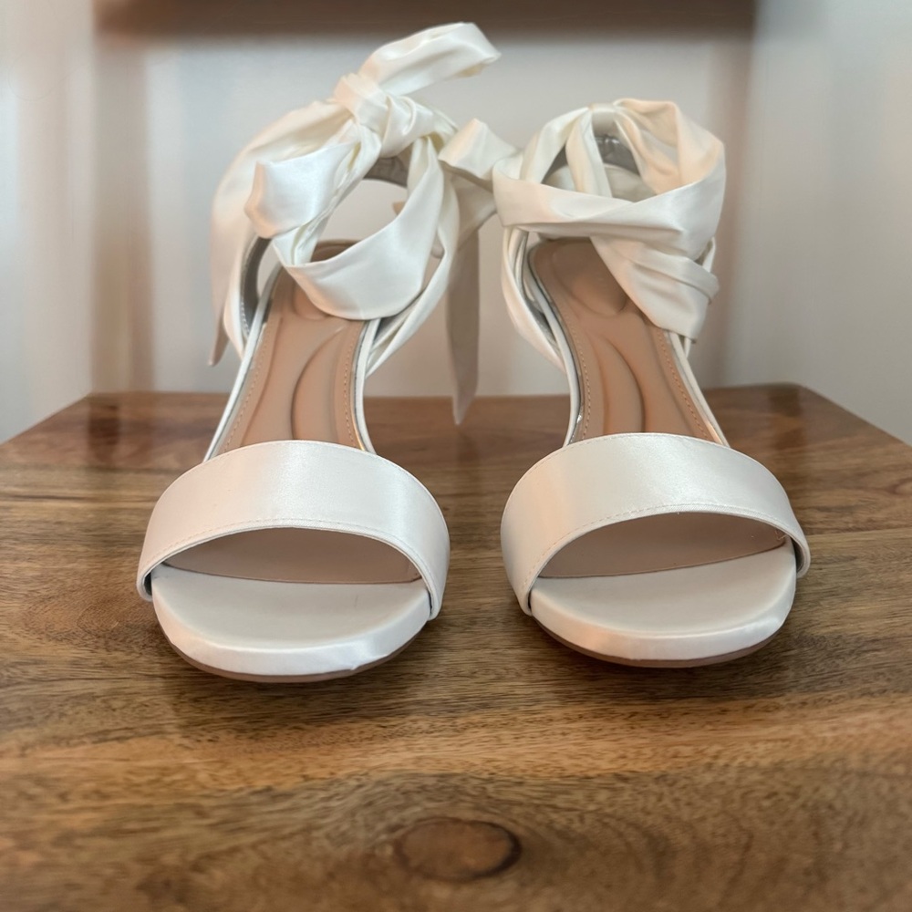 Satin Ribbon Wrap Heeled Sandal